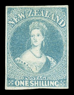1- blue-green on soft paper, unused with large part original gum, good to large margins and of wonderful fresh color. Exceptional and surely one of the finest examples of this
very rare stamp. R.P.S. Certificate (2002). Sc. 10 S.G. 17, £15,000.