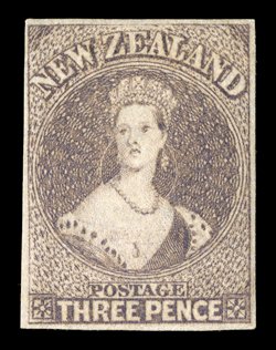 3d. brown-lilac, unused with part crackly gum and good regular margins attractive. Sc. 13 S.G. 40, £550.