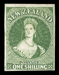 1- green, unused with large part original gum, good to very large margins fine, rare and most attractive. Sc. 15 group S.G. 44, £1,700.