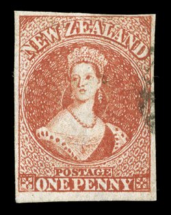 1d. vermilion, with clear to very large margins, small part cancellation at right leaving almost the entire design clear most attractive. Sc. 11e S.G. 34, £275.