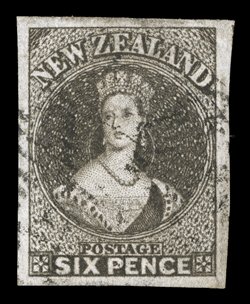 6d. black-brown (3) and 6d. red-brown (3), all with four good or large to very large margins fine to very fine. Sc. 14, 14d S.G. 41, 43, £560.