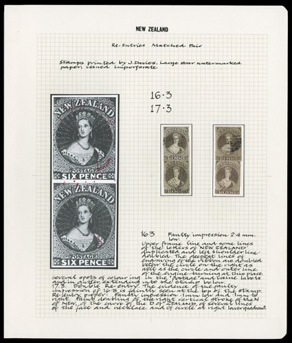 6d. selection of re-entries, comprising Row 163 and 173 in black-brown and brown reconstructed pairs, 163 on brown and red-brown, 173 on red-brown, 1710 and 1810 reconstructed
pair in brown and 1710 in brown (two shades) and red-brown, abo