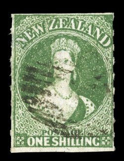 1 yellow-green with roulettes on the vertical sides, design intact, indistinct cancellation shallow thin at upper left, otherwise sound scarce. Sc. 15c group S.G. 57,
£900.