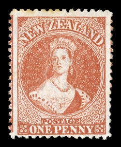1d. carmine-vermilion, a large unused example without gum a few light fox marks on perfs. at top, otherwise fine and an appealing example of this rare stamp. R.P.S.
Certificate (2000). Sc. 16 S.G. 69, £2,500. provenance: Major Henry Dum