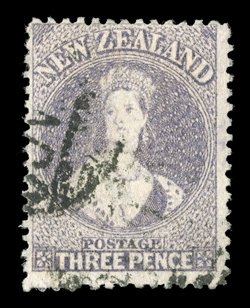 3d. brown-lilac, cancelled with small parts of OTAGO in bars sound. Sc. 18 S.G. 74, £450.