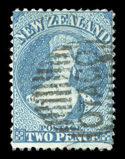 2d. dull deep blue, two examples each cancelled otago in bars sound. Sc. 26 S.G. 96a, £950.