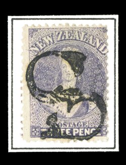 3d. lilac cancelled with a superb strike of the large fancy S of Invercargill, and 3d. deep mauve horizontal pair, each cancelled with superb circular-framed S of Stafford
superb. provenance: Gerald Ellott