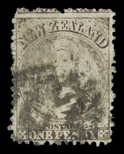 1d. brown with a previously unrecorded elaborate script watermark comprising large part CC in reverse, indistinct cancellation at foot. Highly unusual and possibly unique.
Odenweller Certificate (2004). Sc. 47 var. S.G. 137a var. provenance