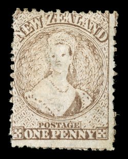 Handstamped specimen (N.Z. Handbook Type A) in sans-serif capitals, 11x1mm.: 1864-67 3d. (2, one diagonally in red) and 1-, 1871 1d. (2, one applied vertically very lightly)
and 6d., and 1872 no watermark 2d. and 4d., all but one 1d. and