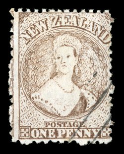 Handstamped with three diagonal bars, 3mm. apart: 1864-67 3d. and 1-, 1871 1d., 2d. and 6d. the 3d. (a little foxed) with part original gum, the others unused. provenance:
Gerald Ellott