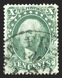 31, 10c Green, Ty. I, used, bright and fresh, nicely centered within large margins, c.d.s. town cancel, very fine 1982 PF certificate.