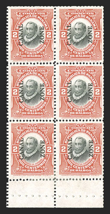 32c, 2c Vermilion and black, vertical booklet pane, handmade, perforated margins, with stitched tab at bottom, brilliantly fresh, o.g., top four stamps never hinged, h.r. at
bottom, fine-very fine original booklet covers also accompany (CZSG 3