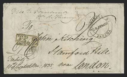 The Patrick Campbell collection of Columbia and Panama Forwarding Agents, a splendid mounted exhibition collection of 38 Columbian Forwarding Agent covers and 40 Panama
Forwarding Agent covers beautifully mounted and written-up on pages, includes