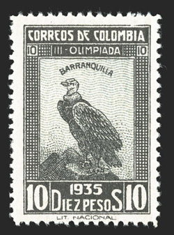 421-36, 1935 2c-10P Barranquilla Olympic games cplt., pristine mint set, excellent centering, unblemished o.g., n.h., very fine quite scarce this choice.