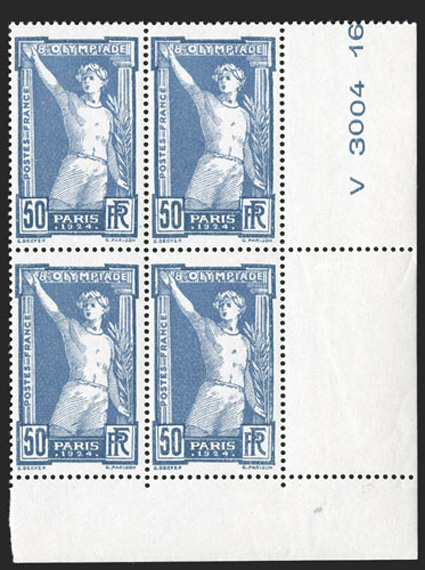 198-201, 1924 10c-50c Olympic games cplt., handsome set of corner margin mint blocks of four, o.g., n.h., fine-very fine.