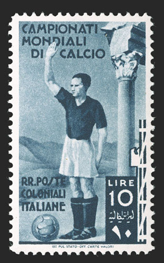 46-50, C29-35, 1934 2nd World soccer championship cplt., fresh and well centered, o.g., n.h., except 50c and 75c air mails l.h. (C29-30), 10L air mail spot on gum, otherwise a
very fine set.