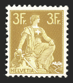 Zumstein SOD 108-16, 1908 20c-3Fr Special Printings cplt., without gum as issued, brilliant colors throughout, fine-very fine an attractive set of these seldom offered special
printings each signed H. Bloch and accompanied by his 1976 Friedl c