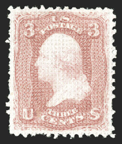 79, 3c Rose, A grill, a rarely seen unused example, quite well centered, bright and fresh, usual perf. flaws as found on nearly every mintunused copy, very fine clear 1988 PF
certificate.