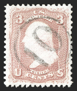 88, 3c Rose, E grill, nicely centered, fresh color, cancelled by a light complete strike of numeral 10 in circle postmark (S-E NS-J31), extremely fine and attractive 2009 PF
certificate.