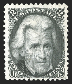 103, 2c Black re-issue, attractive mint example of this rare re-issue, wonderfully rich fresh color and a well incised impression, nicely centered within large margins, nearly
full original gum (certificate states part o.g.) very fine only 97