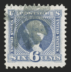 115, 6c Ultramarine, an exceptional used example of the most challenging value of the 1869 series, featuring huge margins which are almost never seen on this stamp, excellent
centering, marvelously fresh color on immaculate white paper, light se
