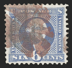 115, 6c Ultramarine, well centered and margined, rich color on fresh paper, cancelled by a bright red cork and a light black cork cancel, very fine 2008 PF
certificate.