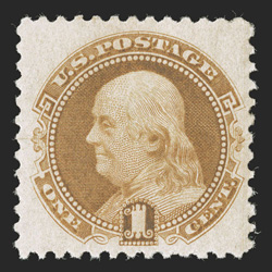 133, 1c Buff re-issue, nicely centered and margined, strong color, o.g., lightly hinged, very fine photocopy of a 2002 PF certificate for a block of four, this being the top
left stamp, and a 2008 PF certificate as a single (VF 80).