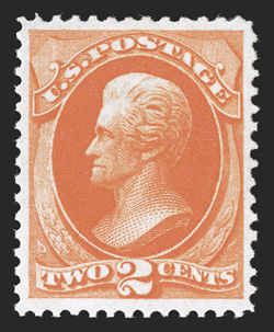 178, 2c Vermilion, a gorgeous mint single, boasting eye-arresting intense color contrasted by bright white paper, extraordinarily well centered within uniformly large margins,
full and even perforations all around, o.g., very lightly hinged, ext