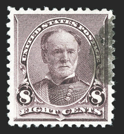 225, 8c Lilac, used, exceptionally well centered within large margins, bright color, light face-free cancel, extremely fine 2009 PSE certificate (XF-Superb 95 SMQ
$250.00).