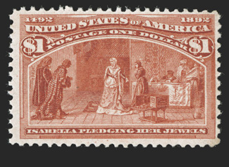 241, $1.00 Columbian, bright color, o.g., lightly hinged, nearly very fine 2008 PF certificate.