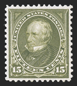 284, 15c Olive green, lovely mint single, beautifully centered within uncommonly large margins, deep rich color and a fine impression, post office fresh, pristine o.g., n.h.,
extremely fine 1999 PF certificate and 2007 PSE certificate (XF 90