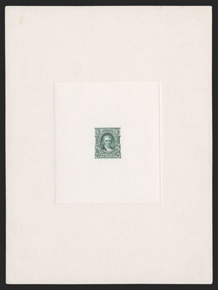 300P1-313P1, 1c-$5.00 1902-03 Regular issue, large die proofs complete, a pristine matched set of large die proofs printed on thin card and mounted in the die sinkage area of
full sized cards measuring approximately 148x198mm, each with blue Bur