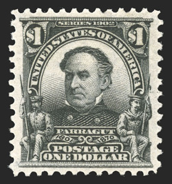 311, $1.00 Black, strong color and impression, o.g., very fine 1986 PF certificate.