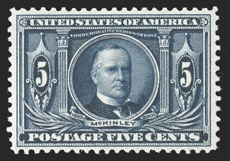 326, 5c Louisiana Purchase, nicely centered and margined, rich color, o.g., n.h., extremely fine 2005 PF and PSE certificates, plus a 2008 PF certificate (VF-XF
85).