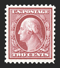 519, 2c Carmine, wonderfully well centered with larger margins than normal, bright and fresh, o.g., l.h., extremely fine.