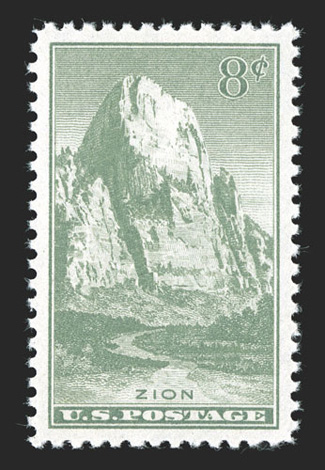 747, 8c Zion, flawlessly centered within wide margins, fresh color, o.g., n.h., extremely fine gem 2009 PSE certificate (Gem 100 SMQ $450.00) the highest grade in the PSE
population report, one of nine to grade Gem 100.