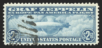 C15, $2.60 Graf Zeppelin, used, well centered, rich color, light duplex cancel, very fine 1988 PF certificate.