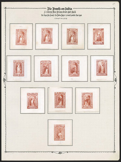 PR9-32TC, 2c-$60.00 Newspapers, so-called Goodall small die trial color proofs on India paper mounted on card, the complete set of all 24 values in all five colors attractively
mounted on large album pages, all quite clean and fresh, several w