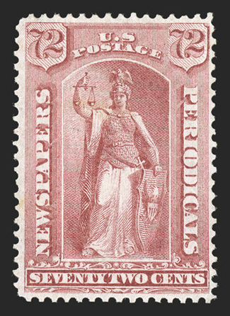 PR21 var., 72c Pale rose, a fresh mint example of this distinctive shade variety, well centered, bright color on crisp white paper, o.g., l.h., very fine and choice 2003 PF
certificate.