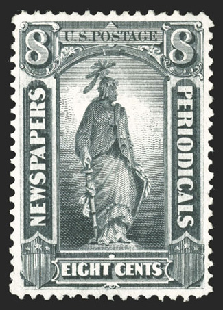 PR37, 8c Gray black special printing, without gum as issued, exceedingly well centered, wonderfully bright and fresh, extremely fine an unusually choice example of this scarce
special printing 1988 PF certificate.