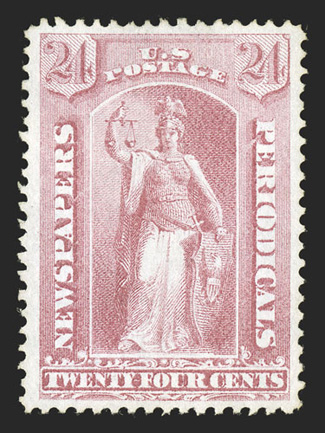 PR41, 24c Pale rose special printing, without gum as issued, a gem quality example of this very scarce stamp, featuring full and even perforations all around, which is quite
unusual for the Special Printings, plus it is extraordinarily well cent