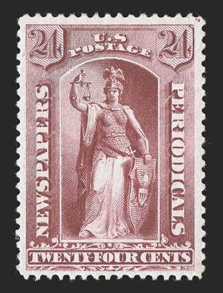 PR83, 24c Carmine, incredibly well centered and margined, intense color, o.g., h.r., extremely fine and handsome 2000 PF certificate.