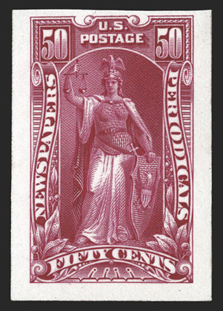 PR106-107P2a, 25c and 50c Carmine, Panama-Pacific small die proofs, quite fresh for these, 50c slightly reduced at top, otherwise very fine and rare only 3-5 of each were
produced.