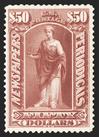 PR112, $50.00 Dull rose, well centered within large margins, lovely rich color, full o.g., faint facial scrape at top right, otherwise choice very fine clear 1988 PF
certificate.