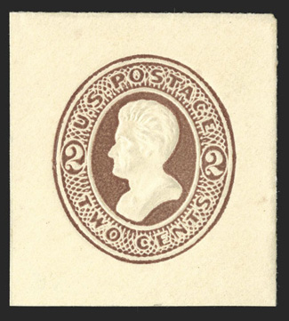 U133, 2c Brown on amber, cut square, mint full corner measuring 37x41mm, fresh and very fine.