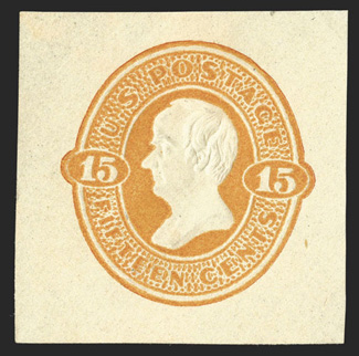 U200, 15c Orange on cream, mint cut square measuring 35x36mm, bright color, h.r., very fine 1990 PF certificate.