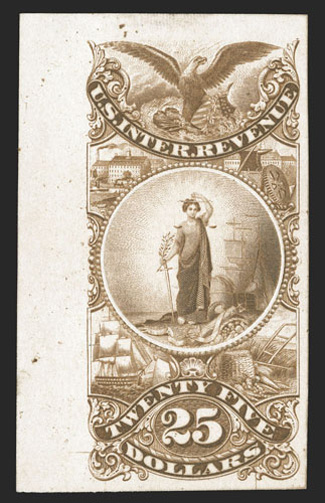 Turner Essay 78-A, $25.00 Maryland arms vignette, plate essays in all five colors cplt., blue, dark blue, brown, green and plum, all with large to huge margins, including brown
with a corner sheet-margin, fresh and clean, an extremely fine set.