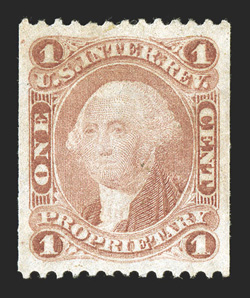 R3b, 1c Proprietary, part perforate, imperforate vertically, desirable unused example, featuring oversized balanced margins, bright and fresh, extremely fine.