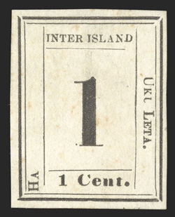 23a, 1c Black, with HA instead of HAWAIIAN, Plate 8-A, Type IX, position 10, four large margins, strong impression, full original gum, tiny toned spots on the face, otherwise
very fine a very rare error and one of the few remaining that sti