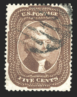 29, 5c Brown, Ty. I, used, well centered, deep rich color and a sharp impression, light grid cancel, choice very fine 2003 PF certificate.